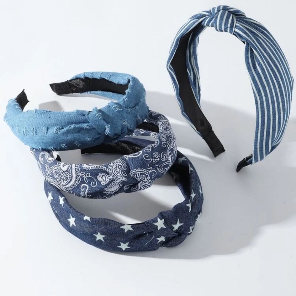 4pcs Knot Decor Star Print Headband